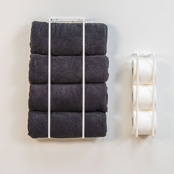 håndklæde- og toiletpapirsholder, hvid