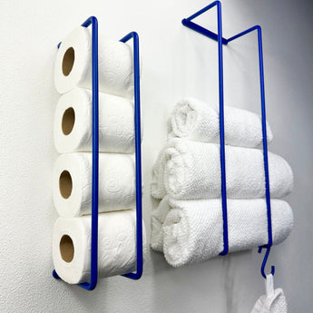 toiletpapirs- og håndklædeholder, blå