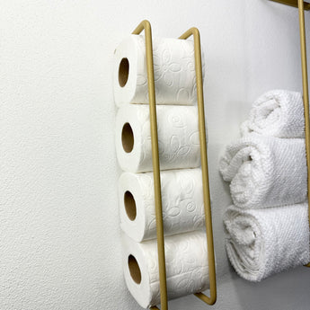 toiletpapirs- og håndklædeholder, guld