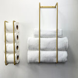 toiletpapirs- og håndklædeholder, guld