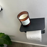 Holder til toiletpapir med hylde, sort 