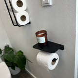 Holder til toiletpapir med hylde, sort 